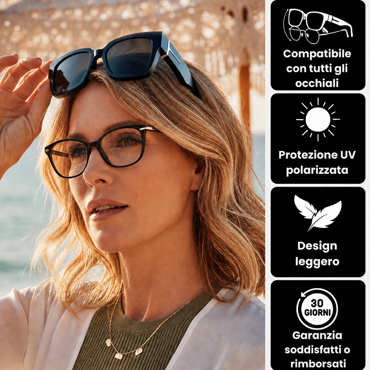 Glamoss Donna - Occhiali da Sole Fit Over Polarizzati